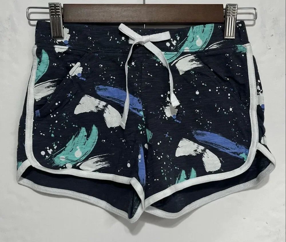 Justice Dolphin Shorts Black With Paint Splatter Pattern   NWT   Size 8